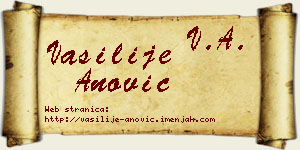 Vasilije Anović vizit kartica